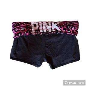 hot pink zebra + cheetah print fold over booty shorts
